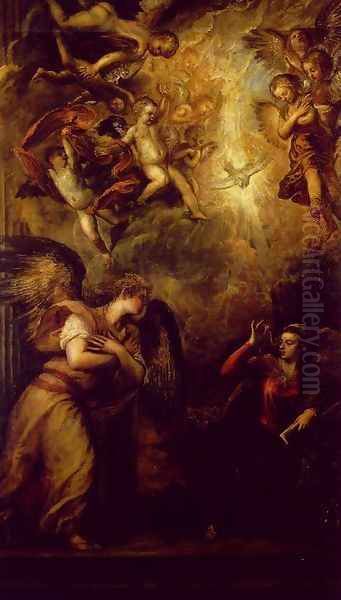 Annunciation 1559-62 Oil Painting by Tiziano Vecellio (Titian)