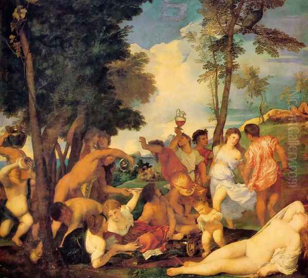 Bacchanal Oil Painting by Tiziano Vecellio (Titian)