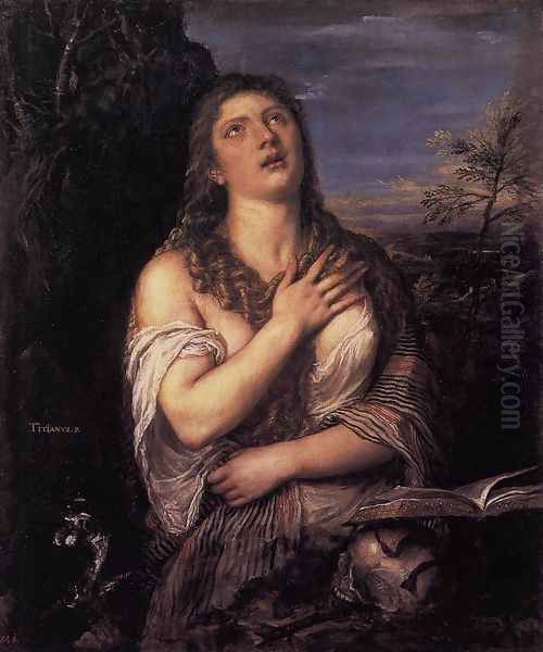 Penitent St Mary Magdalene Oil Painting by Tiziano Vecellio (Titian)