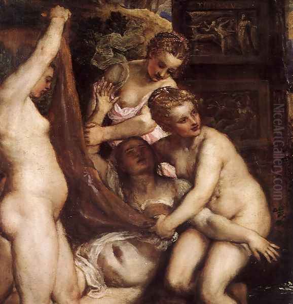 Diana and Callisto (detail 1) Oil Painting by Tiziano Vecellio (Titian)