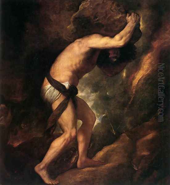 Sisyphus Oil Painting by Tiziano Vecellio (Titian)