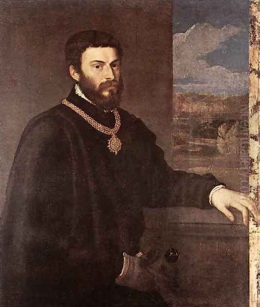 Portrait of Count Antonio Porcia c. 1548 Oil Painting by Tiziano Vecellio (Titian)