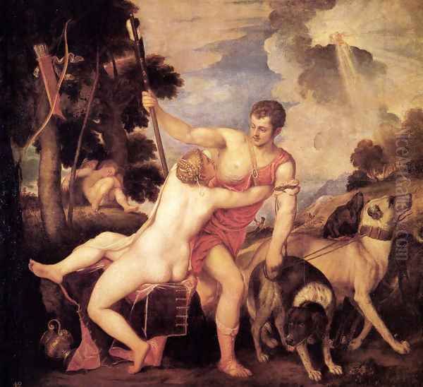 Venus and Adonis 1553-54 Oil Painting by Tiziano Vecellio (Titian)