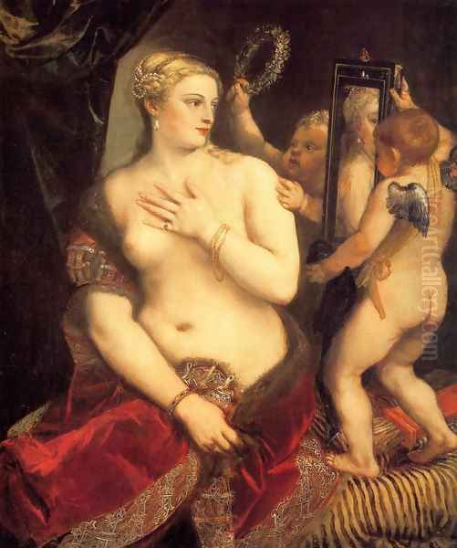 Venus in front of the mirror Oil Painting by Tiziano Vecellio (Titian)