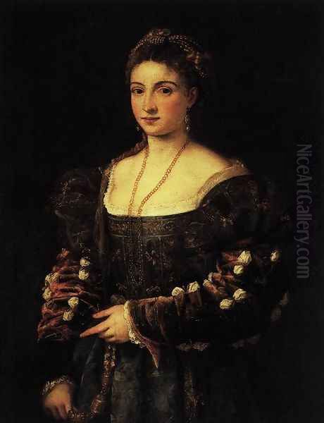 La Bella Oil Painting by Tiziano Vecellio (Titian)