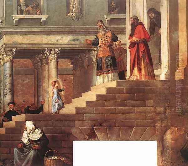 Presentation of the Virgin at the Temple (detail) 1539 Oil Painting by Tiziano Vecellio (Titian)