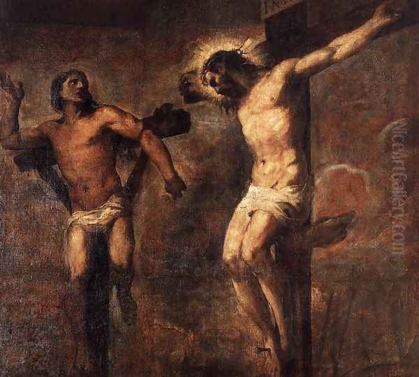 Christ and the Good Thief Oil Painting by Tiziano Vecellio (Titian)