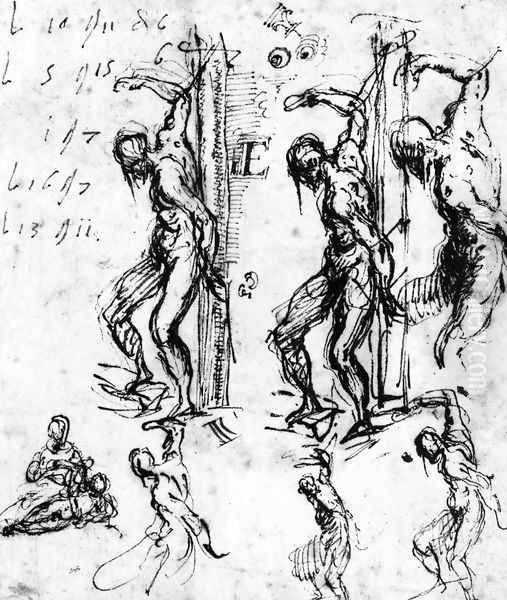 Studies of Saint Sebastian Oil Painting by Tiziano Vecellio (Titian)