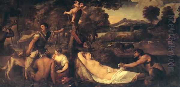 Jupiter and Anthiope (Pardo-Venus) 1540-42 Oil Painting by Tiziano Vecellio (Titian)