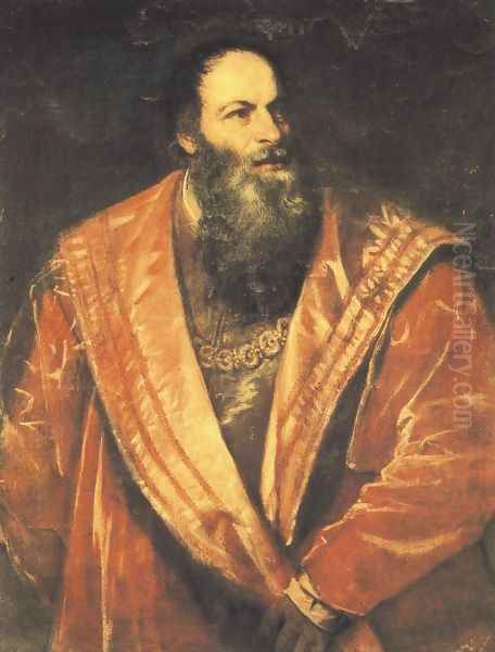 Portrait of Pietro Aretino 1545 Oil Painting by Tiziano Vecellio (Titian)