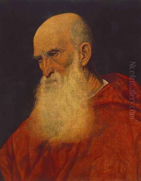 Portrait of an Old Man (Pietro Cardinal Bembo) 1545-46 Oil Painting by Tiziano Vecellio (Titian)