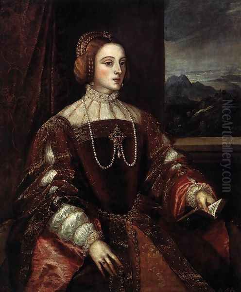 Portrait of Isabella of Portugal Oil Painting by Tiziano Vecellio (Titian)