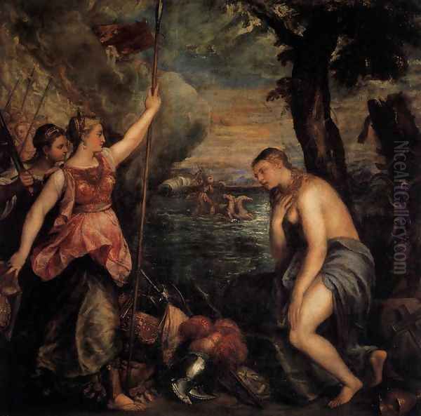 Spain Succouring Religion Oil Painting by Tiziano Vecellio (Titian)