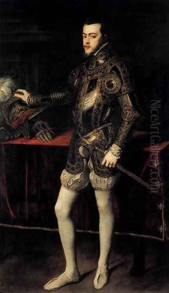 Portrait of Philip II in Armour Oil Painting by Tiziano Vecellio (Titian)