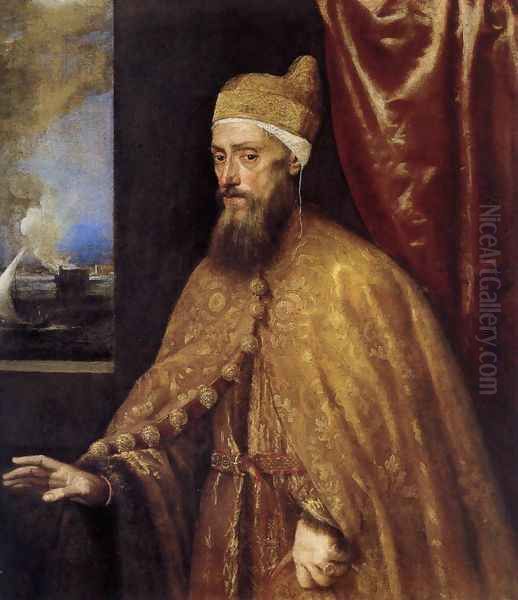 Portrait of the Doge Francesco Venier Oil Painting by Tiziano Vecellio (Titian)