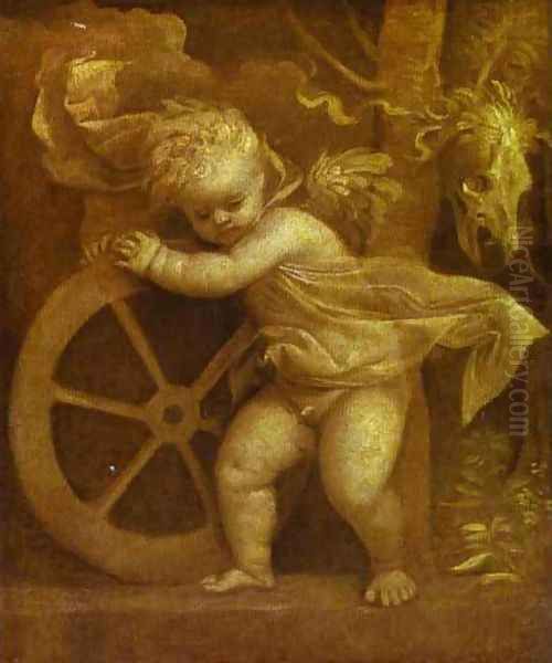 Cupid with the Wheel of Fortune Oil Painting by Tiziano Vecellio (Titian)