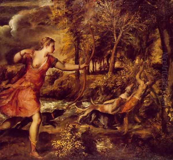 Death of Actaeon 1562 Oil Painting by Tiziano Vecellio (Titian)