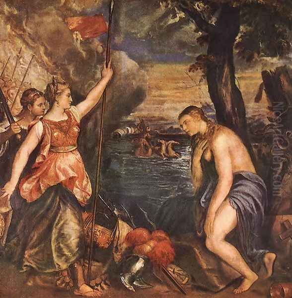 Religion Helped by Spain c. 1571 Oil Painting by Tiziano Vecellio (Titian)