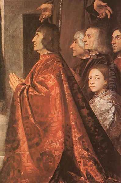 Madonna with Saints and Members of the Pesaro Family (detail-3) 1519-26 Oil Painting by Tiziano Vecellio (Titian)