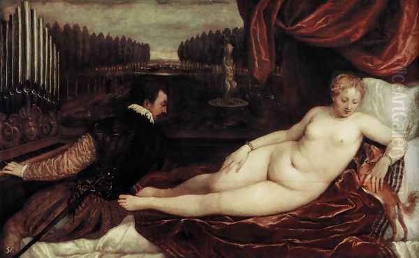 Venus and an Organist and a Little Dog Oil Painting by Tiziano Vecellio (Titian)