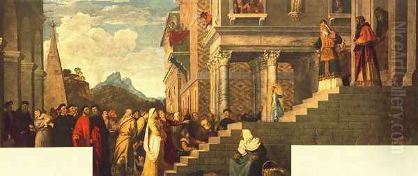 Presentation of the Virgin at the Temple 1539 Oil Painting by Tiziano Vecellio (Titian)