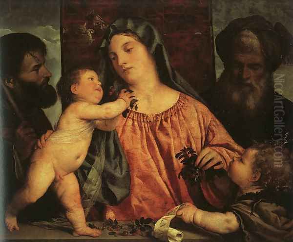 Madonna of the Cherries 1517-18 Oil Painting by Tiziano Vecellio (Titian)