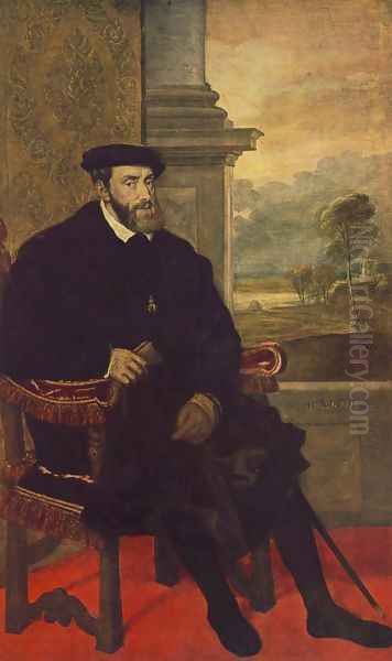 Portrait of Charles V Seated 1548 Oil Painting by Tiziano Vecellio (Titian)