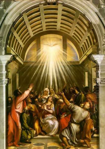 Pentecost Oil Painting by Tiziano Vecellio (Titian)