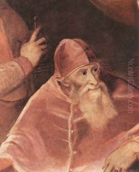 Pope Paul III with his Grandsons Alessandro and Ottavio Farnese (detail) 1546 Oil Painting by Tiziano Vecellio (Titian)