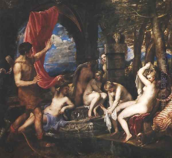 Diana and Actaeon Oil Painting by Tiziano Vecellio (Titian)