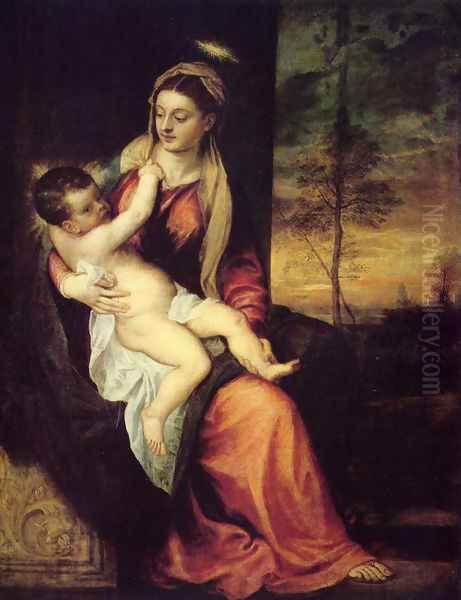 Mary with the Christ Child Oil Painting by Tiziano Vecellio (Titian)