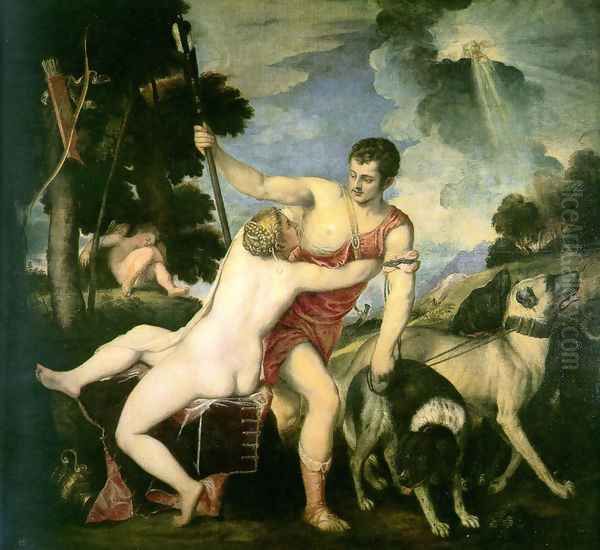 Venus and Adonis Oil Painting by Tiziano Vecellio (Titian)