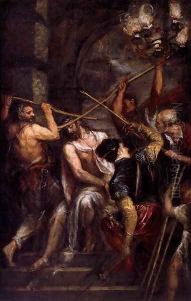 Crowning with Thorns Oil Painting by Tiziano Vecellio (Titian)