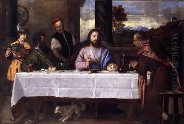 Supper at Emmaus Oil Painting by Tiziano Vecellio (Titian)