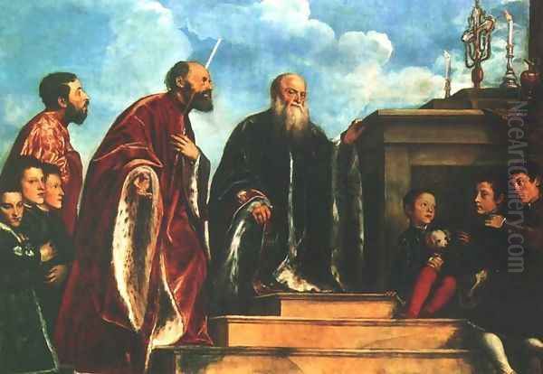 Votive Portrait of the Vendramin Family Oil Painting by Tiziano Vecellio (Titian)