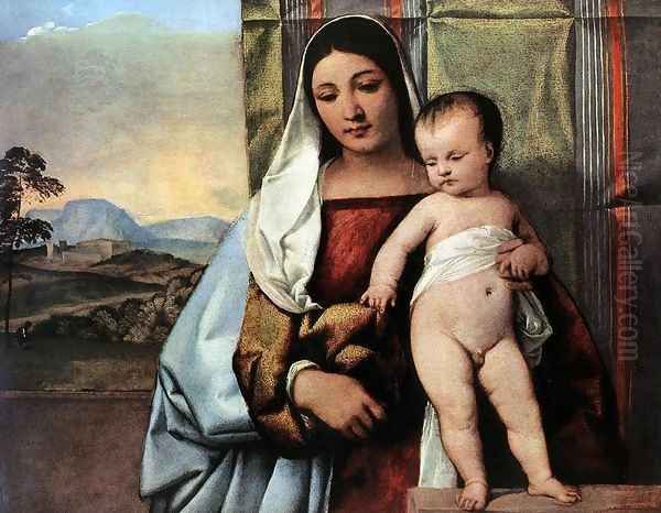 Gipsy Madonna c. 1510 Oil Painting by Tiziano Vecellio (Titian)