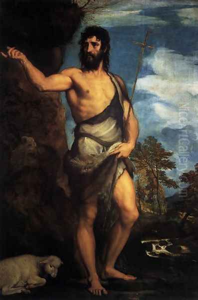 St John the Baptist in the Desert Oil Painting by Tiziano Vecellio (Titian)