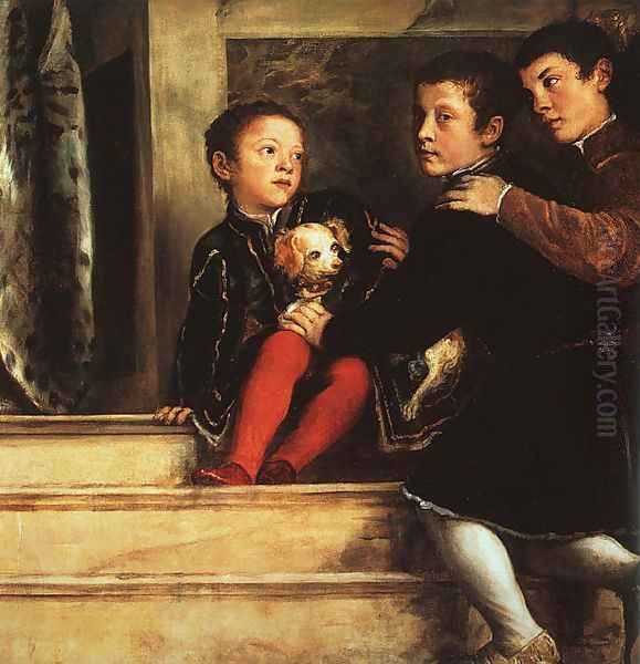 Votive Portrait of the Vendramin Family 1547 Oil Painting by Tiziano Vecellio (Titian)