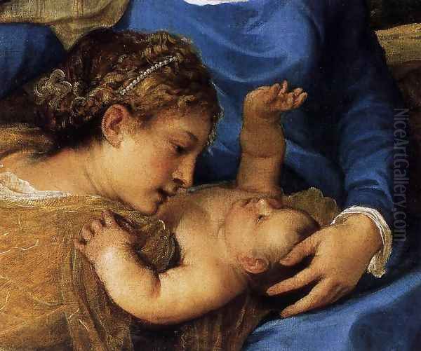 Madonna and Child with Saints (detail) Oil Painting by Tiziano Vecellio (Titian)