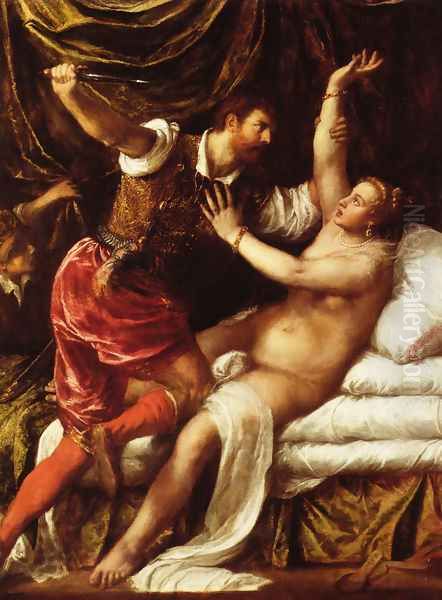 Tarquin and Lucretia 2 Oil Painting by Tiziano Vecellio (Titian)