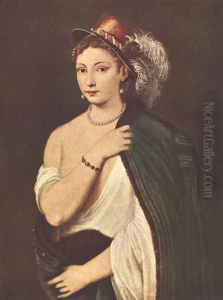 Portrait of a Young Woman 1530s Oil Painting by Tiziano Vecellio (Titian)