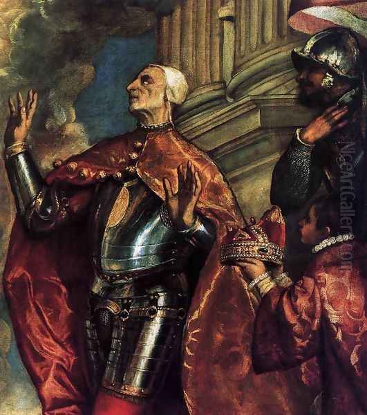 Doge Antonio Grimani Kneeling Before the Faith (detail 1) Oil Painting by Tiziano Vecellio (Titian)