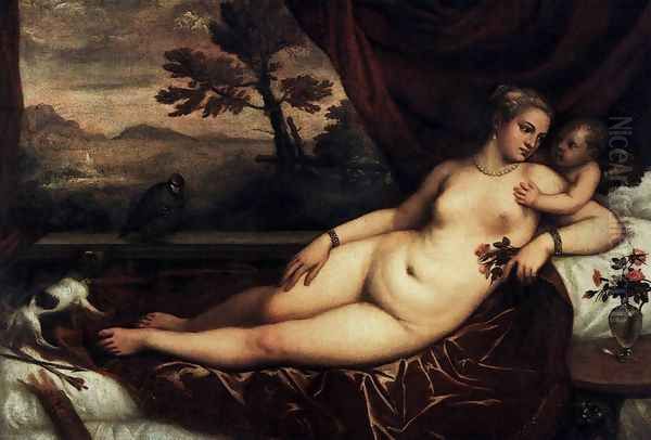 Venus and Cupid Oil Painting by Tiziano Vecellio (Titian)