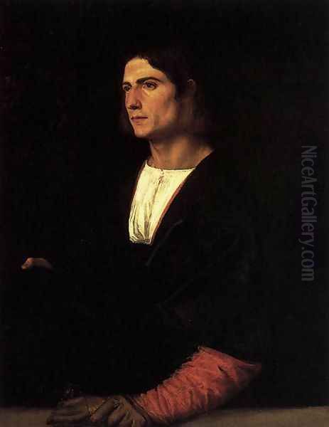 Young Man with Cap and Gloves Oil Painting by Tiziano Vecellio (Titian)