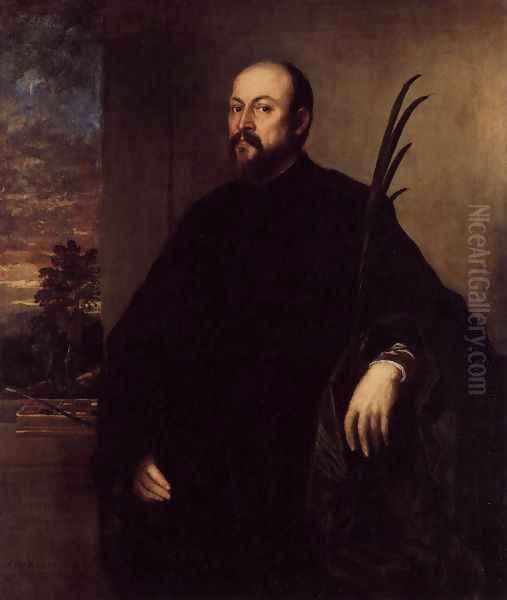 Portrait of a Man with a Palm 1561 Oil Painting by Tiziano Vecellio (Titian)