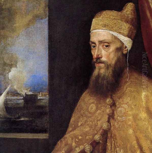 Portrait of the Doge Francesco Venier (detail) Oil Painting by Tiziano Vecellio (Titian)