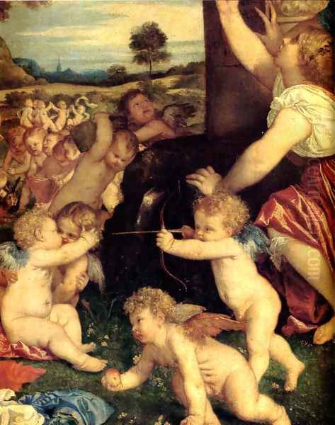 The Worship of Venus [detail: 1] Oil Painting by Tiziano Vecellio (Titian)