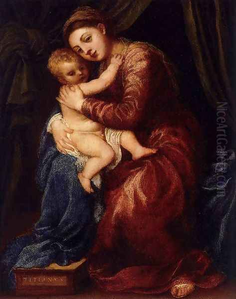 Virgin and Child Oil Painting by Tiziano Vecellio (Titian)