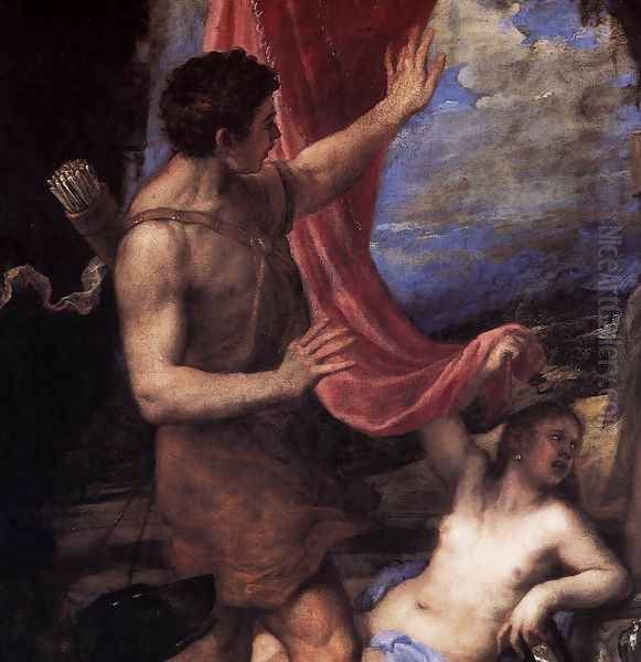 Diana and Actaeon (detail) Oil Painting by Tiziano Vecellio (Titian)