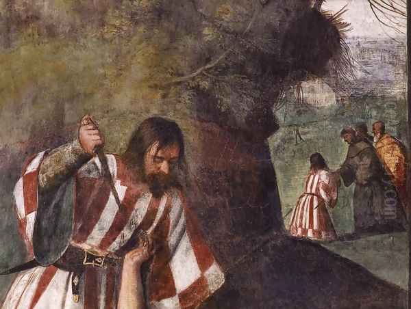 The Miracle of the Jealous Husband (detail) Oil Painting by Tiziano Vecellio (Titian)